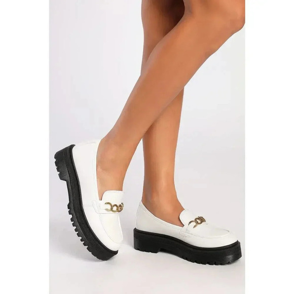 Lulus Raphlyn White Platform Loafers - Picture 1 of 7